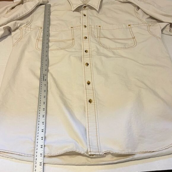 L.L. Bean Men’s Shirt Canvas Cotton Work Shirt Size XL Tall Off White Gorpcore - Picture 9 of 10